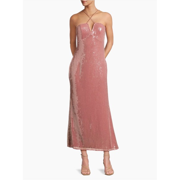 New! Hutch Zennia Sequin Midi Dress Rosewater Pink Size Small $297